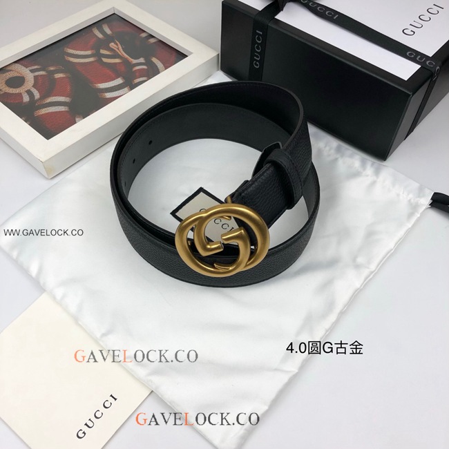 Gucci Togo Leather Belt Retro Gold GG Buckle Size 40mm